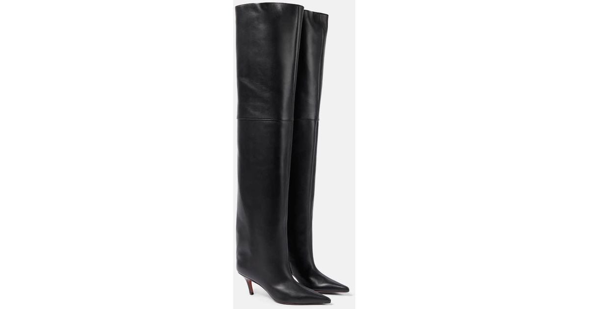 amina black leather boots