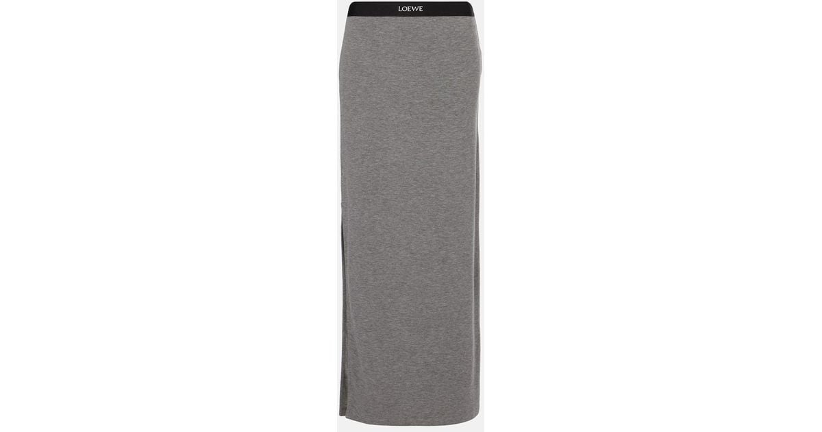【LOEWE】Anagram jersey maxi skirt（送料込み） Loewe Anagram Jersey Maxi Skirt In Grey | ModeSens