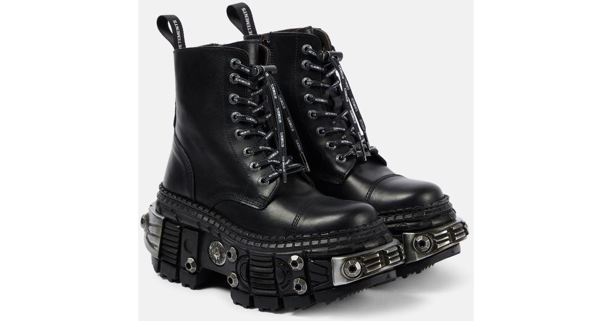Vetements Destroyer Leather Combat Boots in Black Lyst
