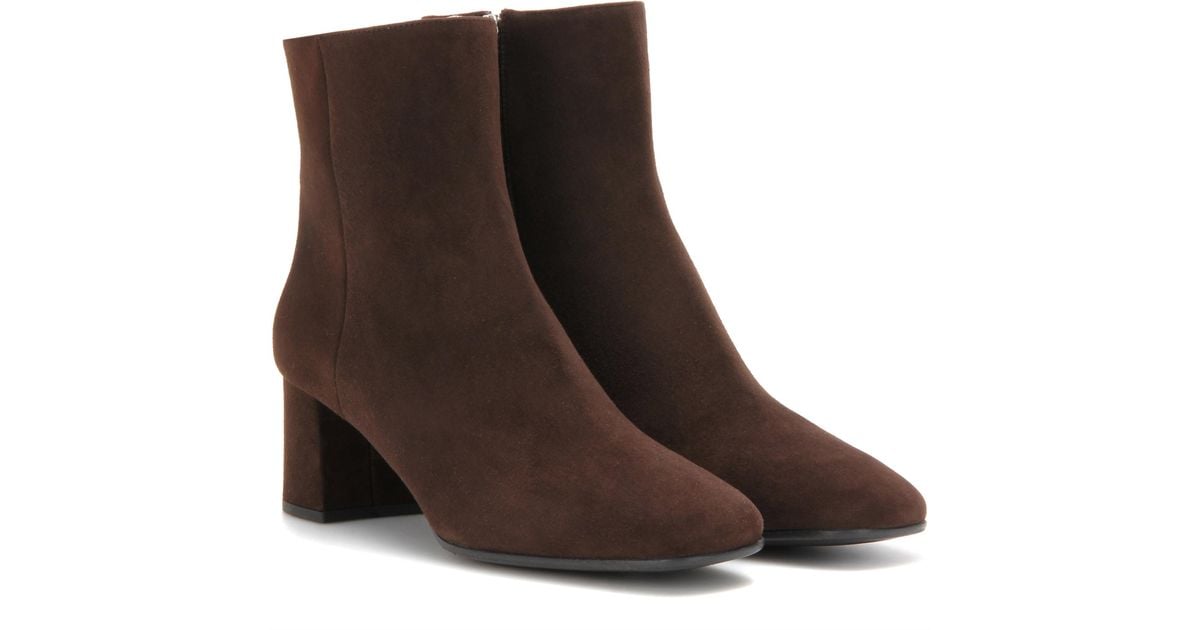 Prada Suede Ankle Boots in Brown - Lyst