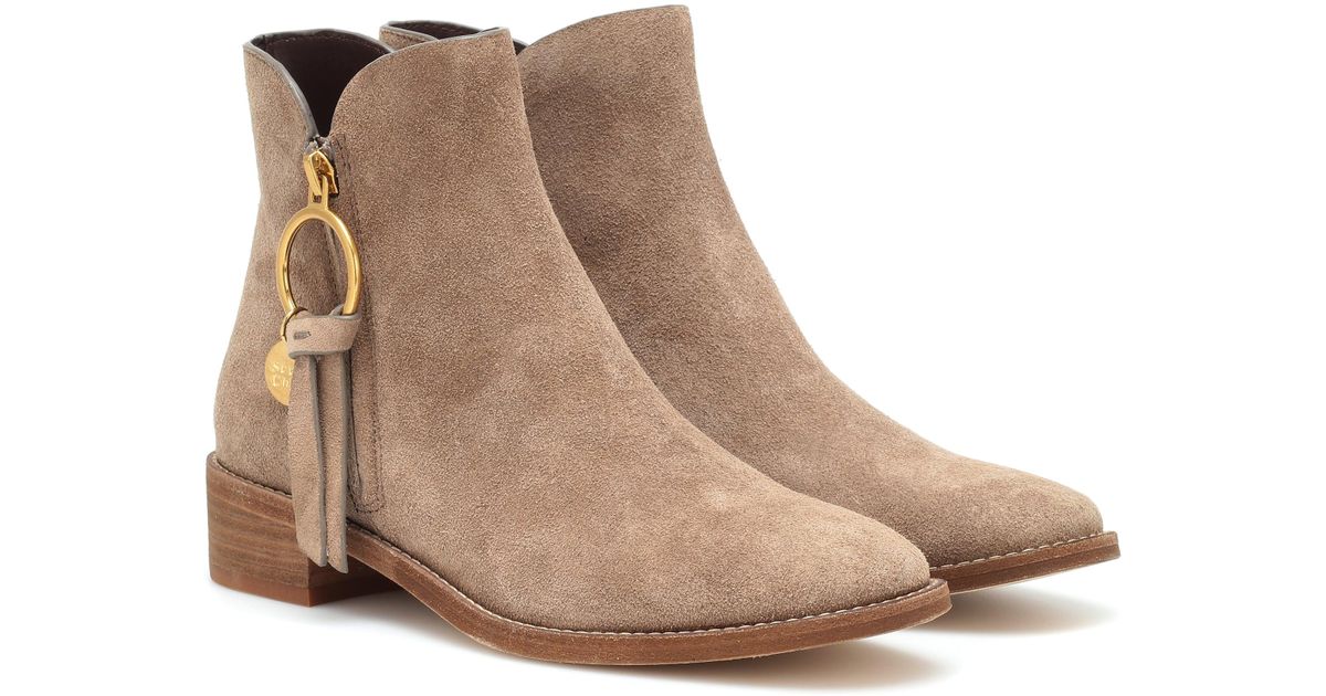 Louise Flat Suede Ankle Boots 