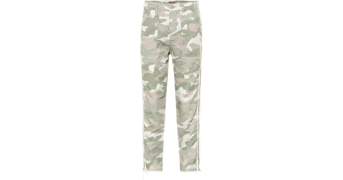 Mother The Shaker Chop Crop Fray Pants in Green - Lyst