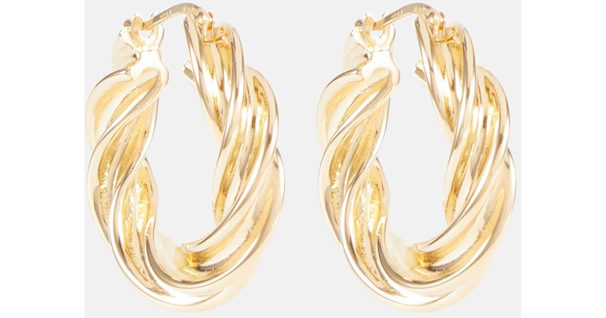 Bottega Veneta Pillar Twisted Gold-plated Hoop Earrings in Metallic | Lyst