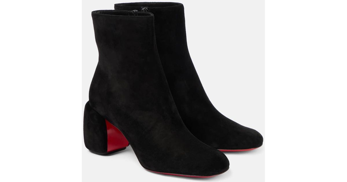 Christian Louboutin Minny Booty 70 Suede Ankle Boots in Black | Lyst