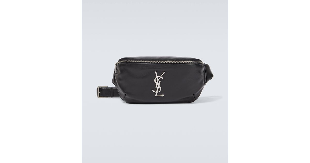 Saint Laurent Cassandre Leather Belt Bag in Black for Men Lyst UK