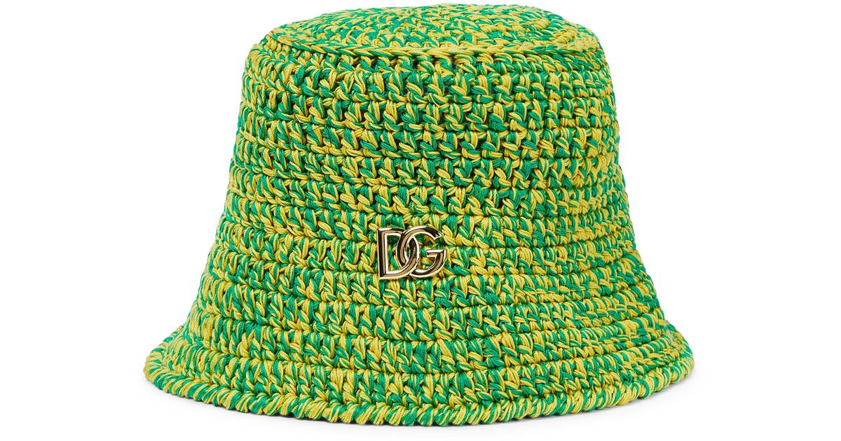 Dolce & Gabbana Dg Crochet Bucket Hat in Green Lyst UK