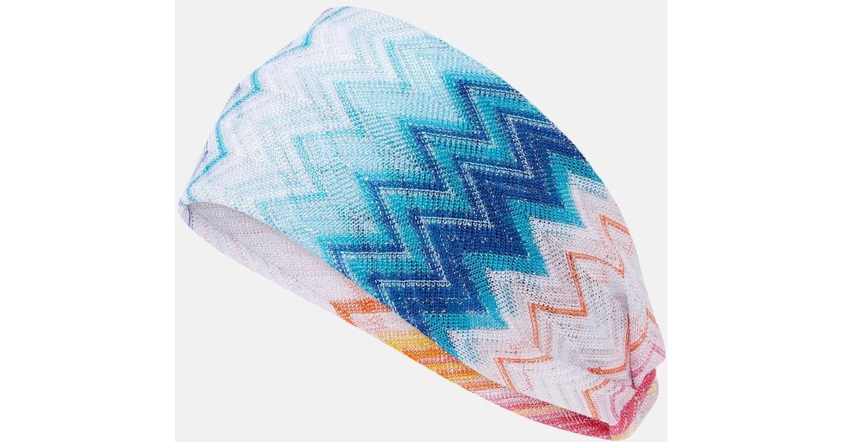 Missoni Chevron Multicolor Zigzag Knit Headband Missoni Chevron Headband in Pink and Blue – Rumpus Resort main image 2