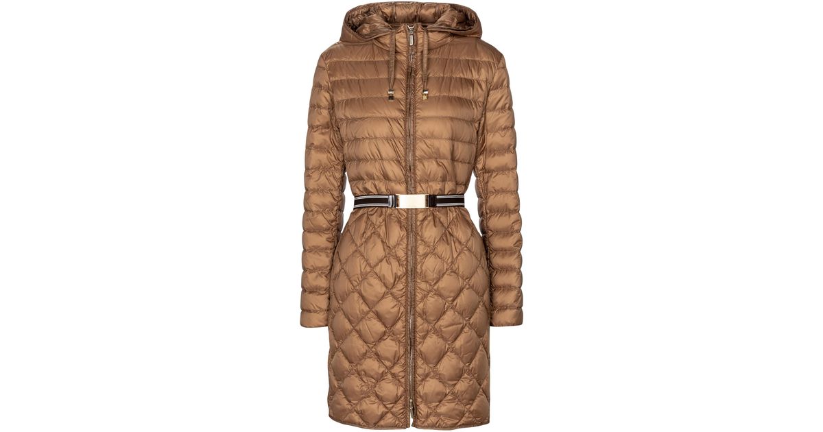 Max Mara Max Mara The Cube Hooded Down Coat in Brown | Lyst