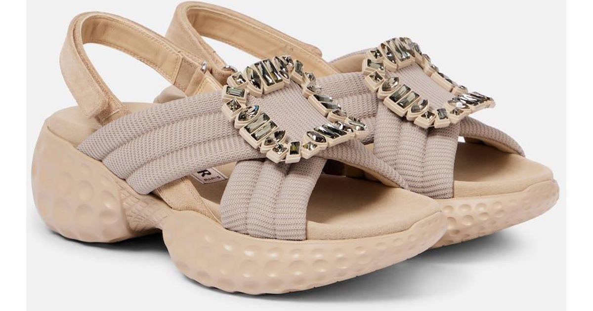 Roger Vivier◆Viv' Run embellished slingback サンダル Viv' Run embellished slingback sandals in white - Roger