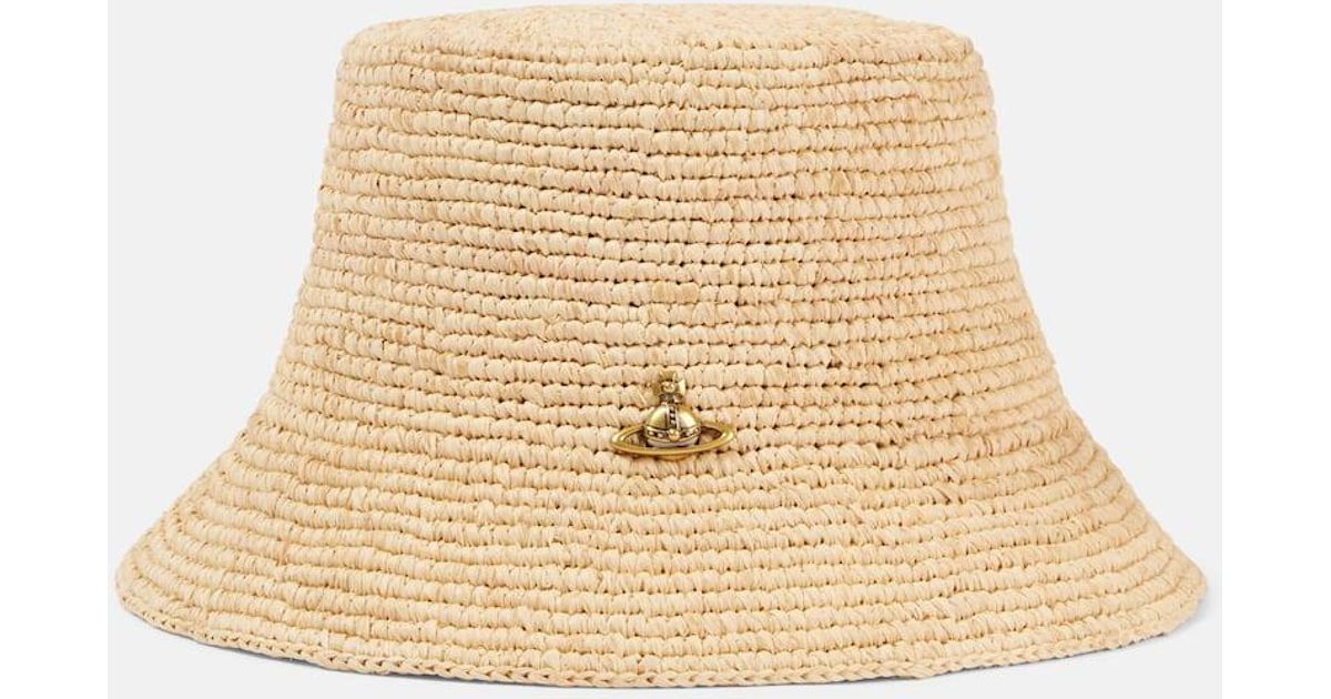 [Vivienne Westwood] Orb ラフィア バケットハット Vivienne Westwood Orb Raffia Bucket Hat in Natural | Lyst