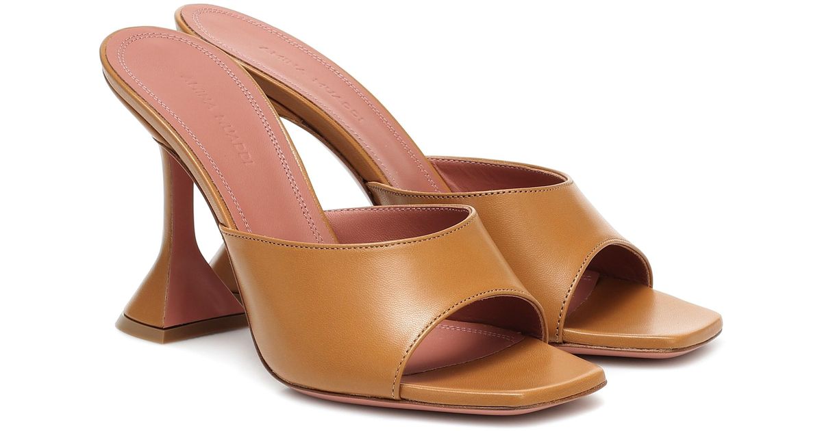AMINA MUADDI Lupita 95 Leather Sandals in Brown | Lyst