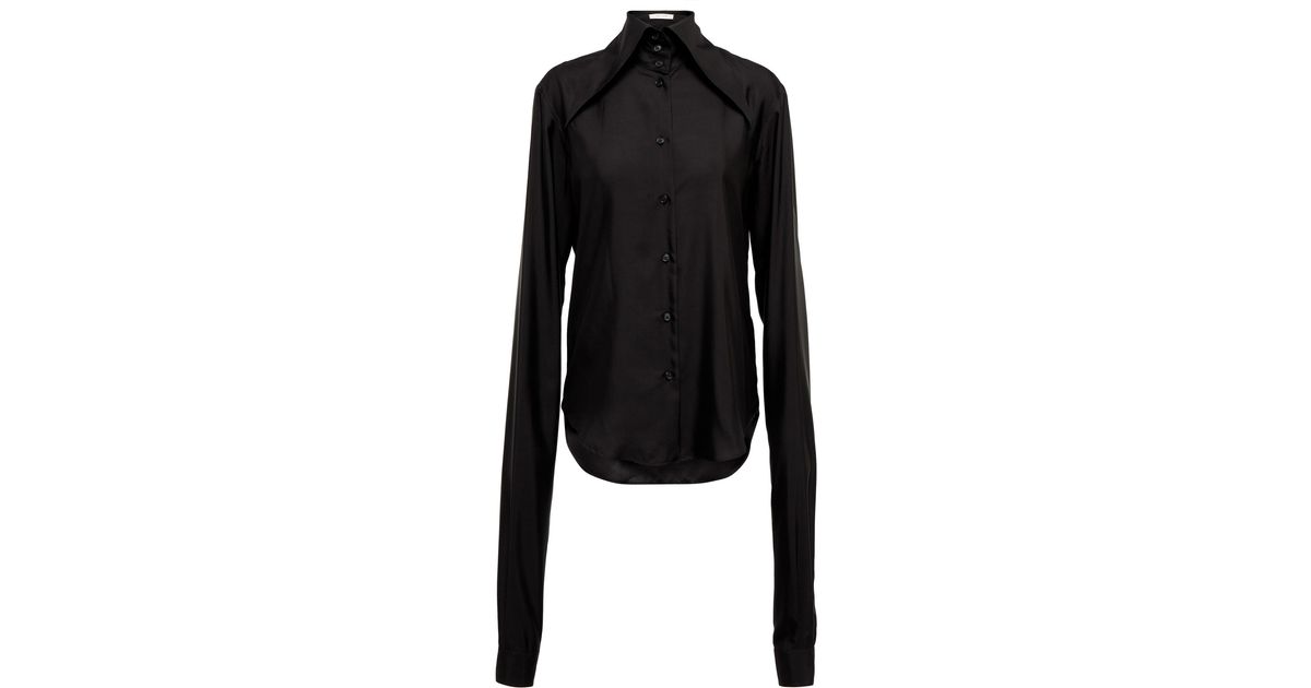 The Row Ace Silk Shirt in Black | Lyst
