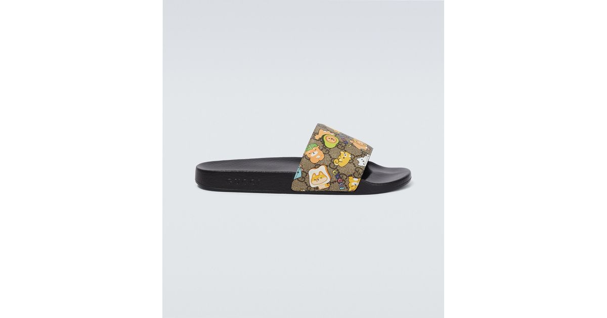 Gucci canvas top slide sandals