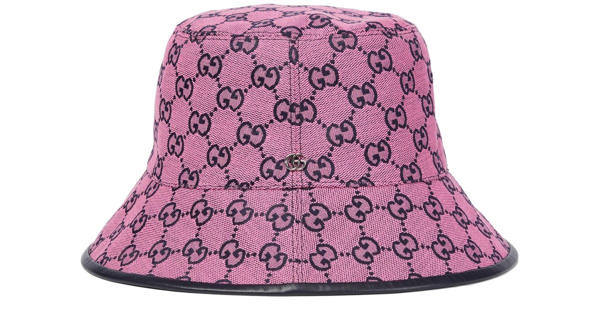 Gucci Leather GG Canvas Bucket Hat in 
