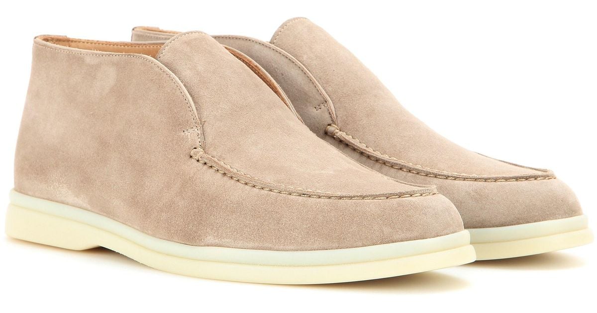 Loro Piana Open Walk Suede Ankle Boots in Beige (Natural) - Lyst