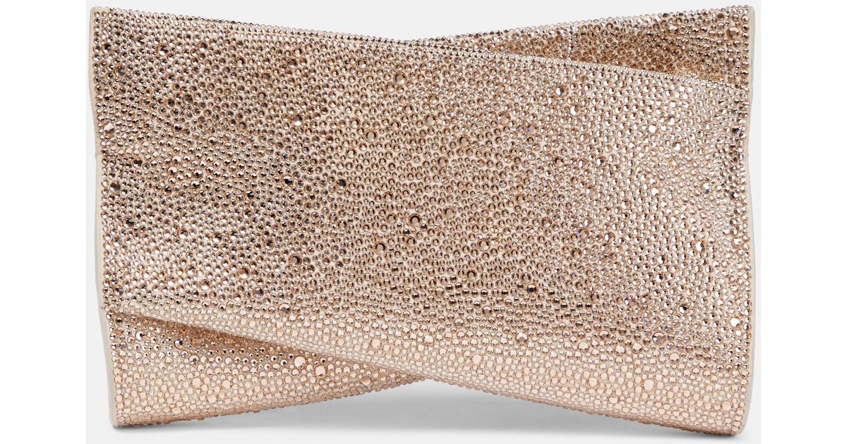 Christian Louboutin Loubitwist Small Embellished Clutch in Natural | Lyst