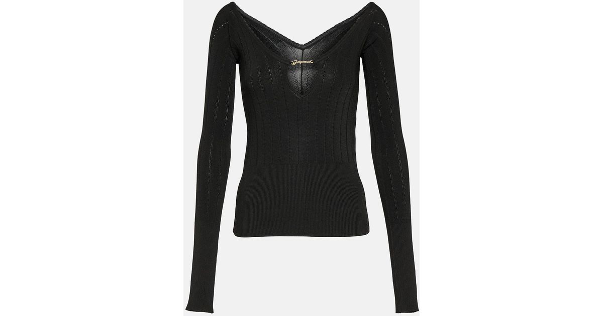 Jacquemus Le Haut Pralu Logo Ribbed-Knit Top in Black Lyst Canada