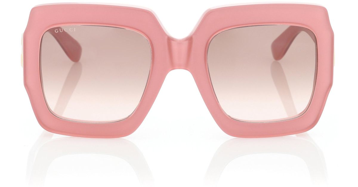 Gucci Square Acetate Sunglasses in Pink 