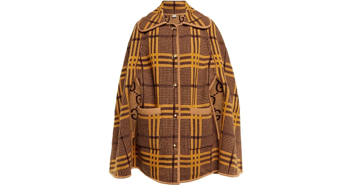 Gucci Reversible Wool-blend Cape in Brown | Lyst