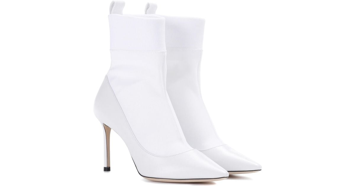 Jimmy Choo Leather Brandon 85 Ankle Boots in White - Lyst