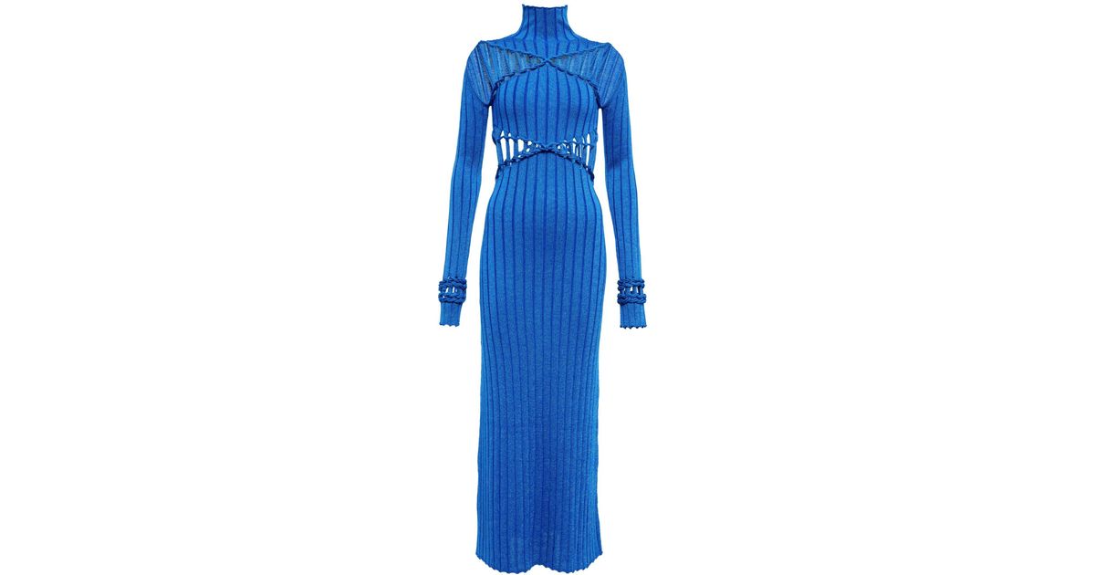 Dion Lee X Braid Ribbed Knit Midi Dress In Blue Lyst 