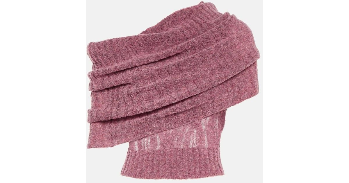 Jean Paul Gaultier X Knwls Off-Shoulder Wool-Blend Top in