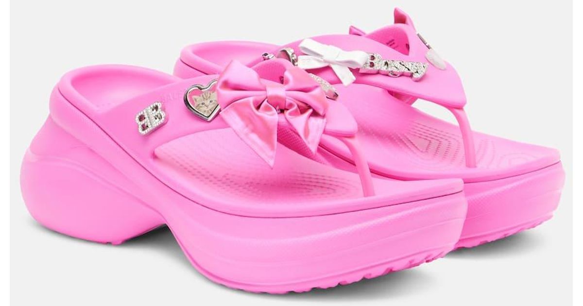 Balenciaga X Crocs Jibbitz Platform Thong Sandals in Pink
