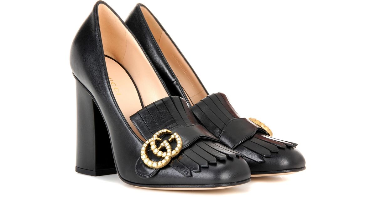 gucci leather loafer pumps