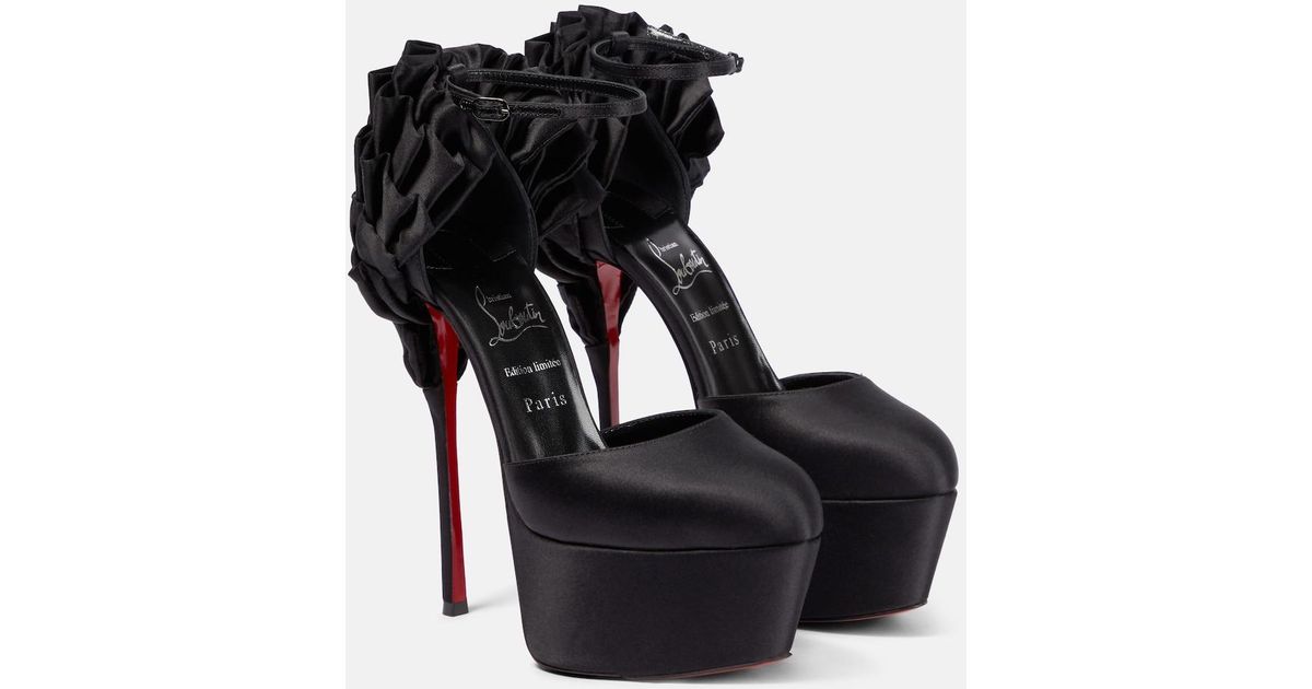 Christian Louboutin Maria Frou Alta Satin Platform Pumps in Black 