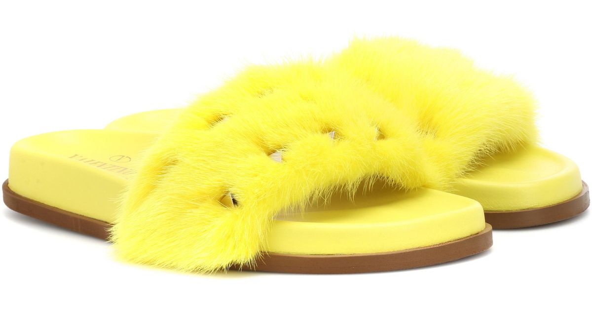 valentino fur slides