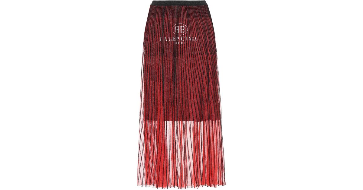 red mesh maxi skirt
