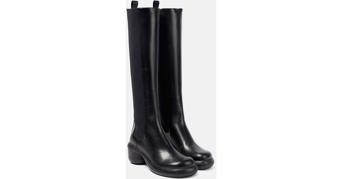Jil Sander Knee-high Leather Boots in Black | Lyst