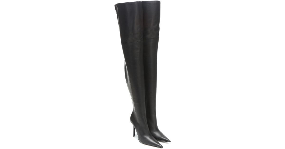 Balenciaga Knife Shark Over-the-knee Leather Boots in Black | Lyst