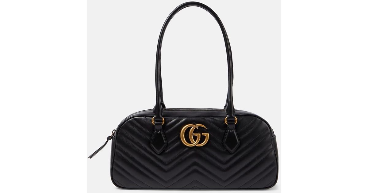 Gucci Schultertasche GG Marmont Medium aus Leder in Schwarz Lyst AT