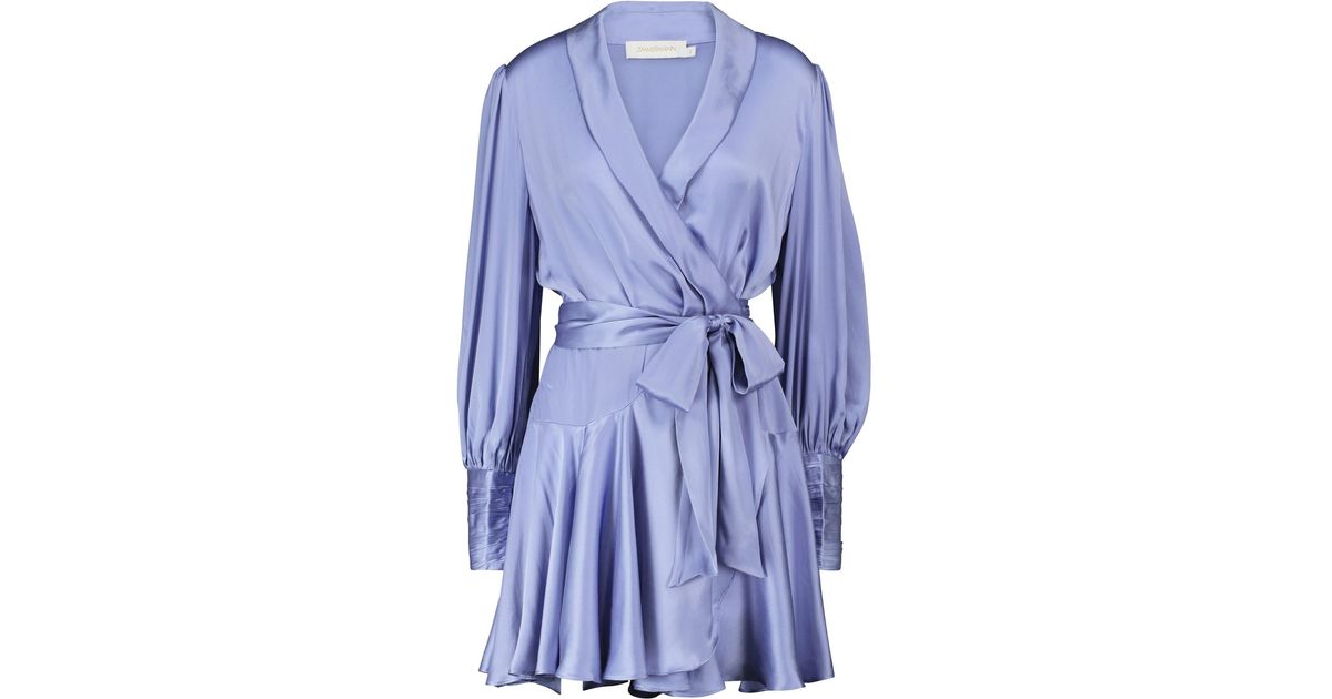 Zimmermann Silk Wrap Minidress in Cornflower (Blue) Lyst