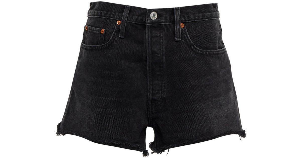 RE/DONE 70s High-rise Denim Shorts in Black | Lyst