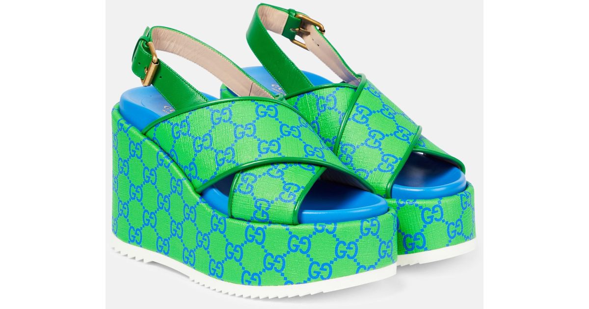 Gucci xadidas【GG Platform Sandal Green 】コットンサンダル Gucci x Adidas Men's GG Platform Sandal Green Cotton Sponge