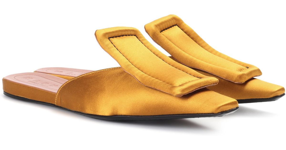 Marni Satin Slippers in Yellow - Lyst