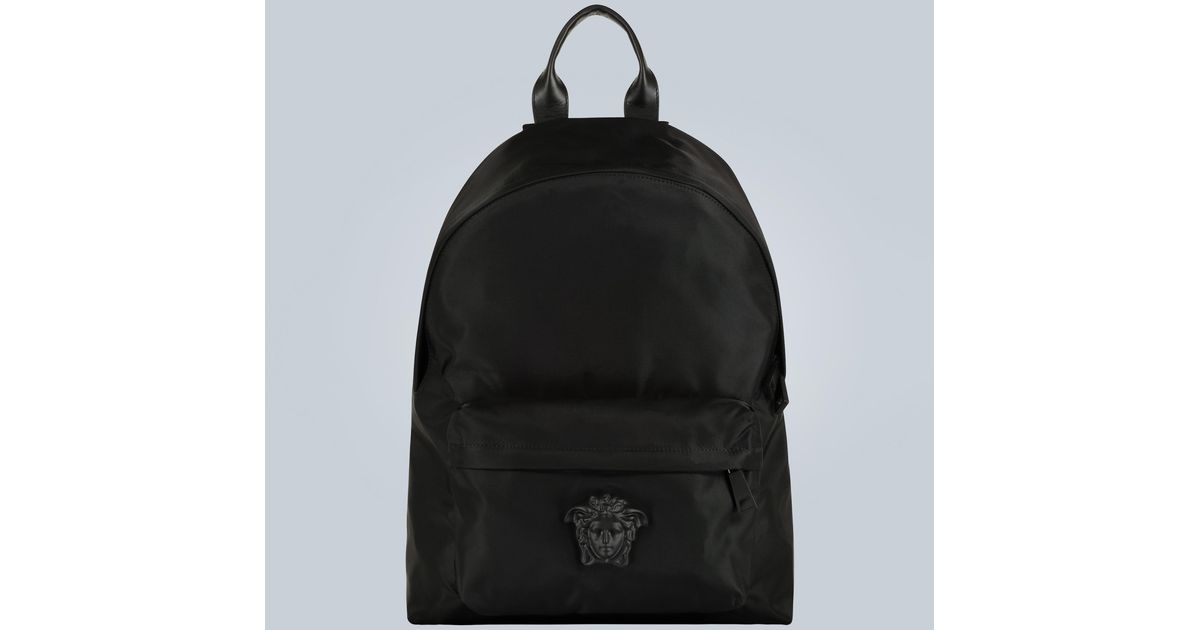 Versace Medusa Head Nylon Backpack in Black for Men | Lyst