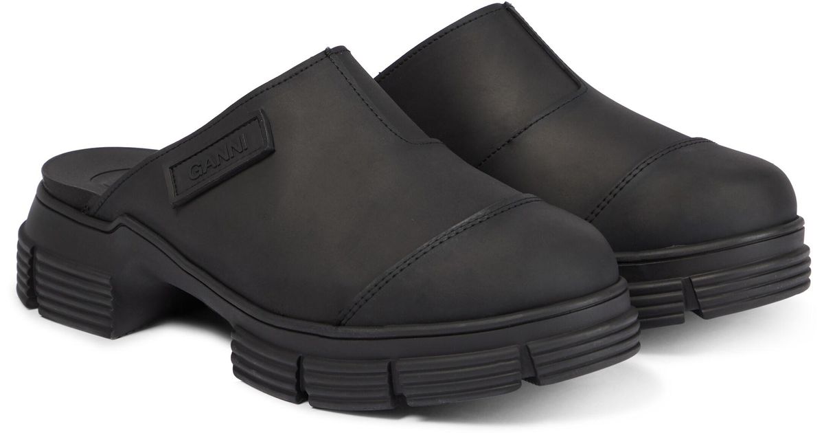 Ganni Logo Rubber Clogs in Black Lyst