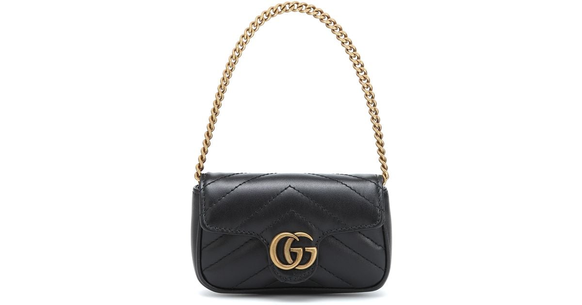 GUCCI: Marmont mini Pochette in quilted leather - Black