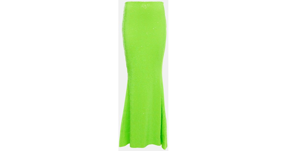 Norma Kamali Embellished High-rise Maxi Skirt in Green | Lyst