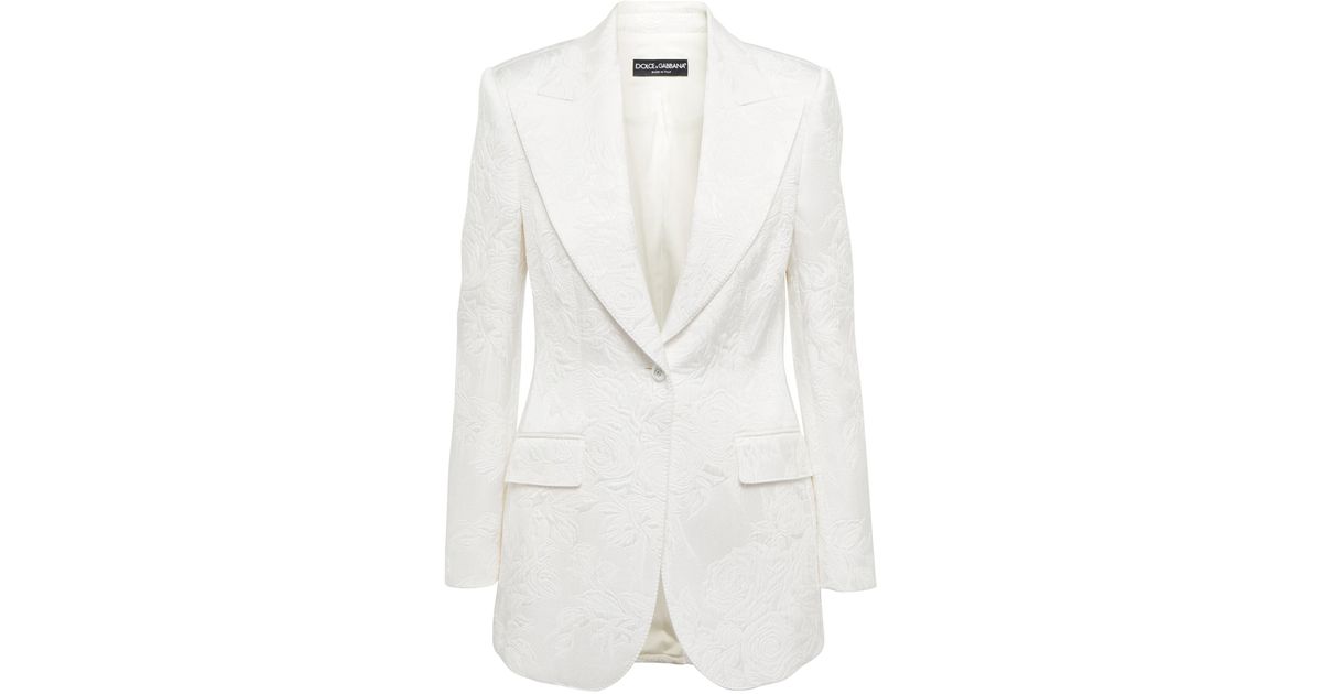 Dolce & Gabbana Cotton Turlington Floral Brocade Blazer in White - Save ...