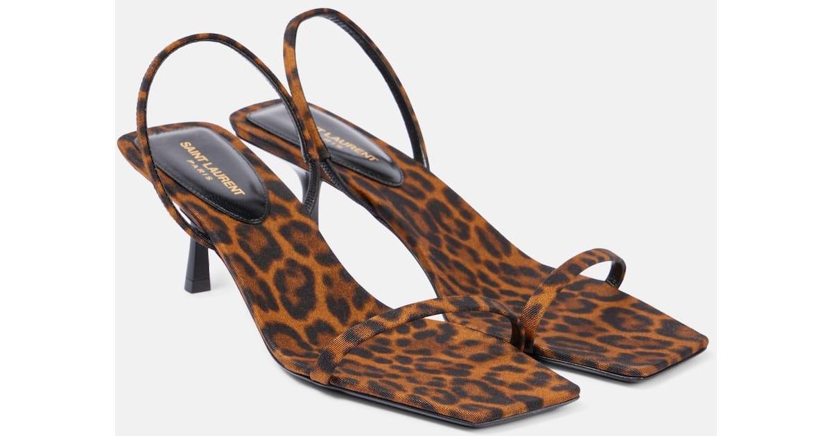 サンダル・ミュール SAINT LAURENT MULE JILL IN GROS-GRAIN LEOPARD PRINT JILL mules in leopard grosgrain | Saint Laurent | YSL SE