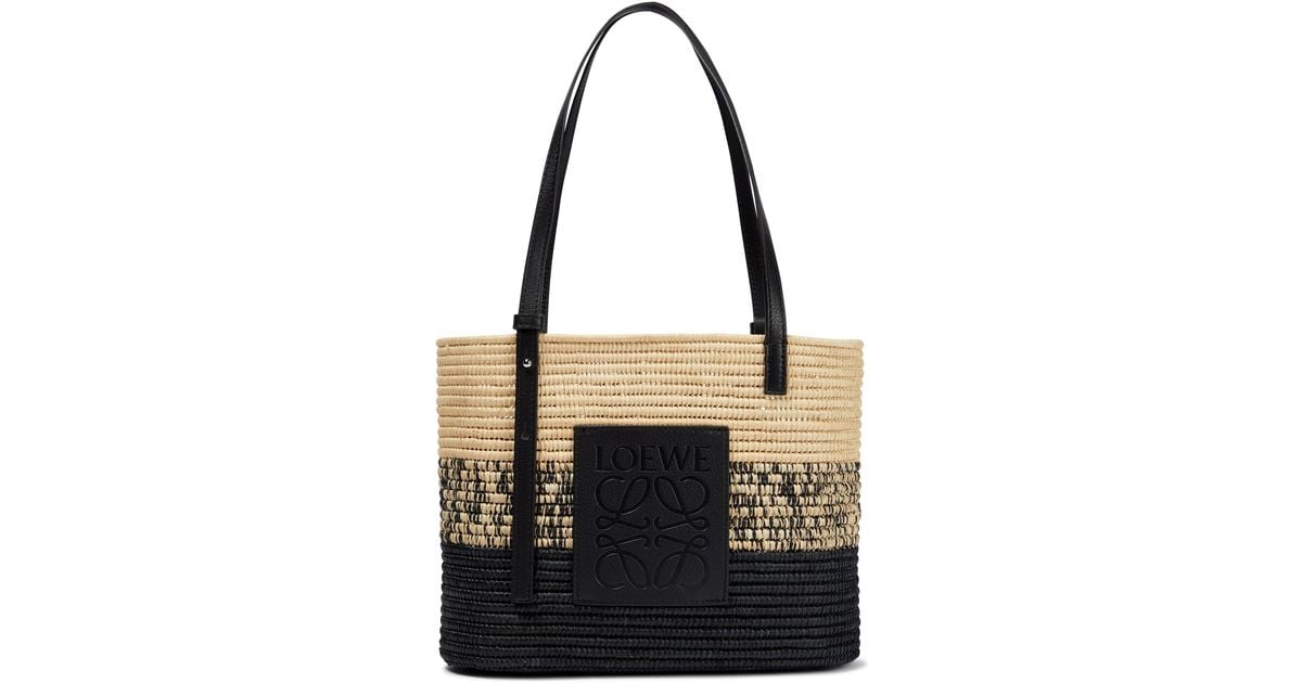 Loewe Square Basket Small Raffia Tote Bag in Black Lyst UK