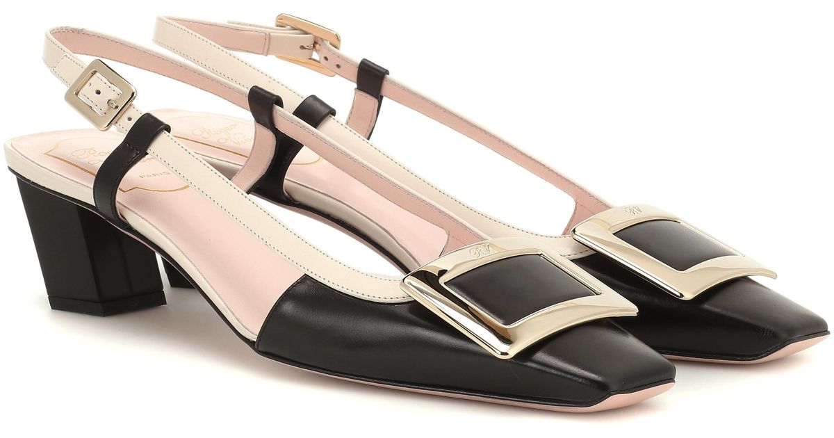 Roger Vivier Belle Vivier Leather Slingback Pumps in Black - Lyst