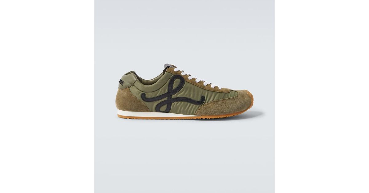 Loewe Ballet Runner 2.0 Suede-Trimmed Sneakers in Green for Men | Lyst