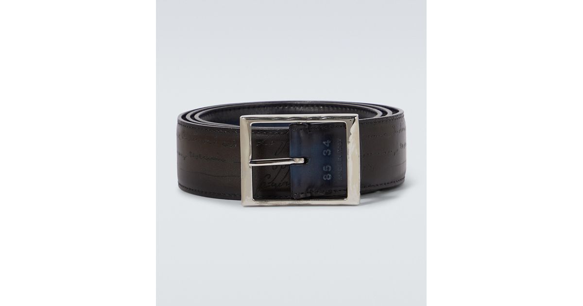 Berluti Classic Scritto Reversible Leather Belt in Black for Men | Lyst ...