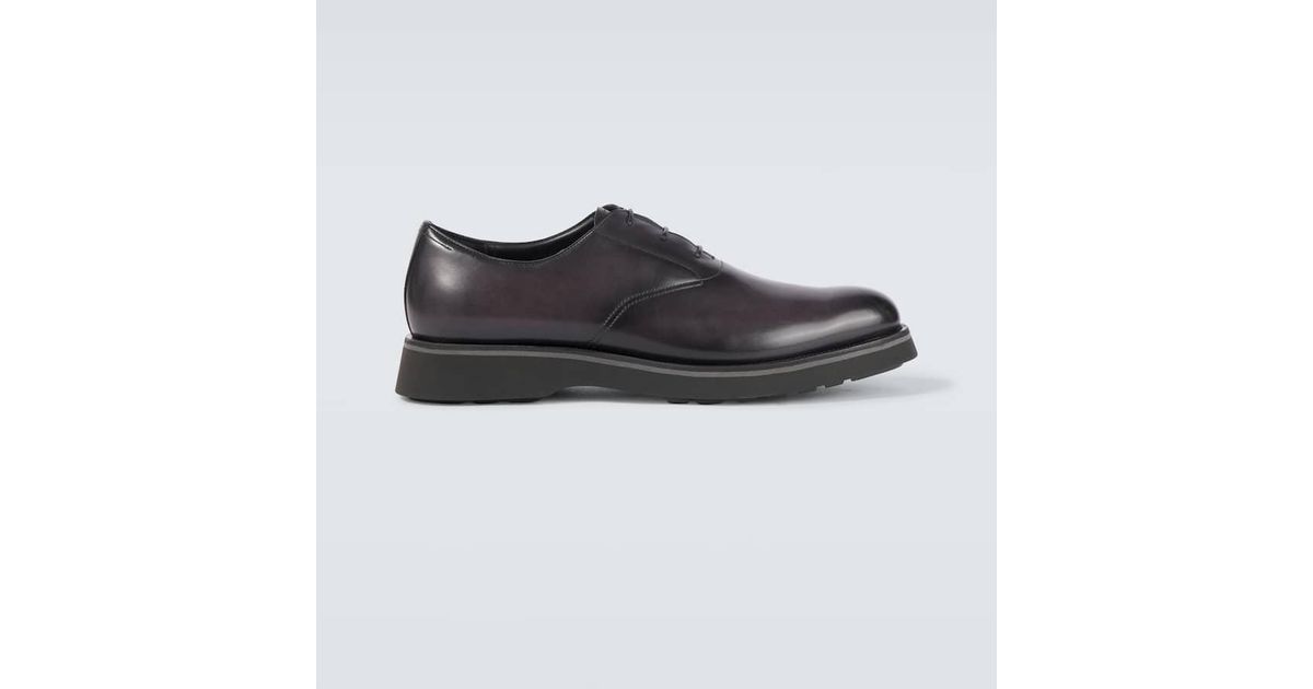 Berluti leather Plain Toe Medallion Patine Lace-up Dress shoes 1408 black 8