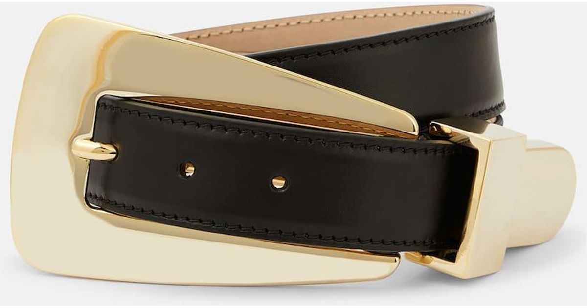 【KHAITE】ルッカベルト ブラックレザーとゴールドバックル Lucca Belt in Black Leather with Gold – KHAITE